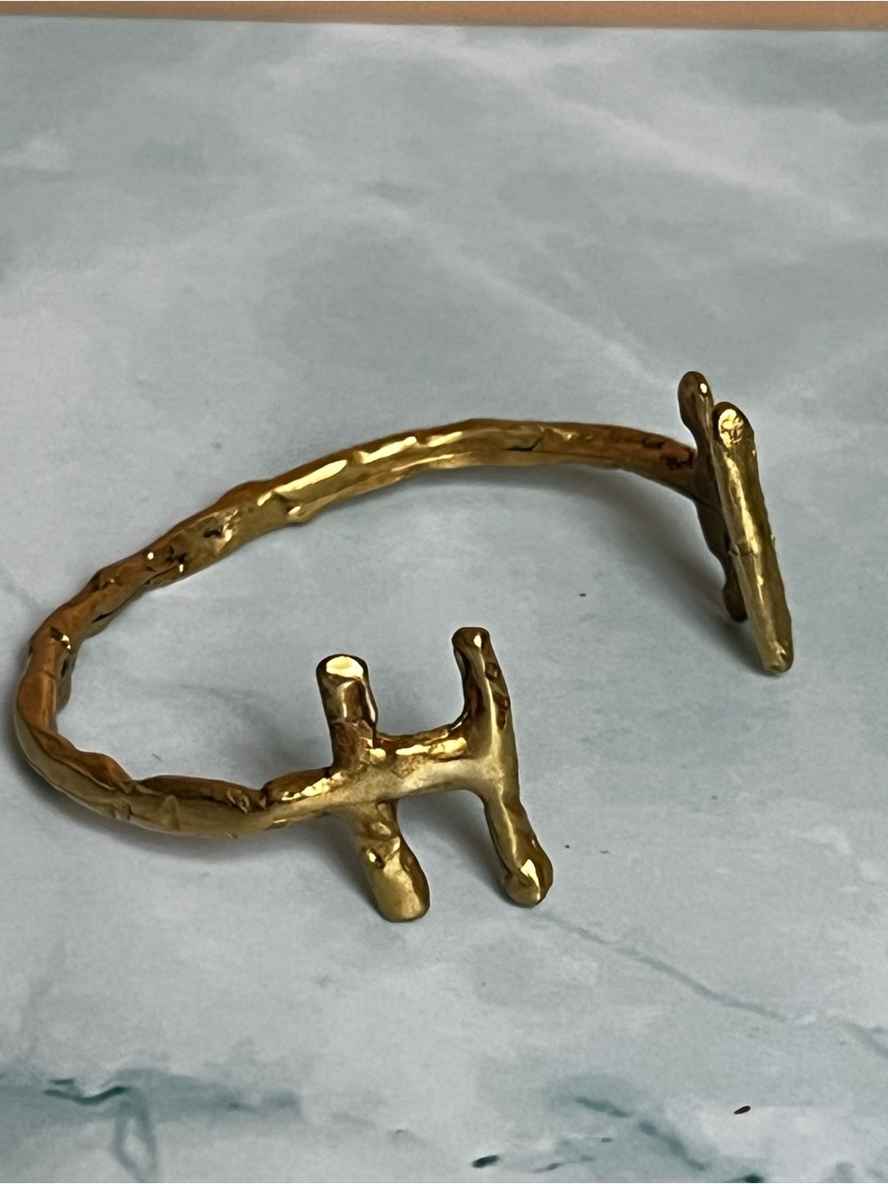 SANKTOLEONO- Textured Gold over Brass - Open Cuff ‘Manu’ Bracelet